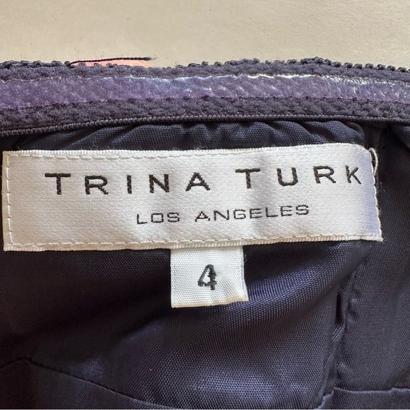 Trina Turk Navy Blue Floral Strapless Dress Women 4 Y2K Flower Hippie Fun Bold - Picture 2 of 9